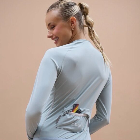 Tags on - Mileoff Long Sleeve Running Zip Layer in Ether Green Size 14 - Picture 3 of 5